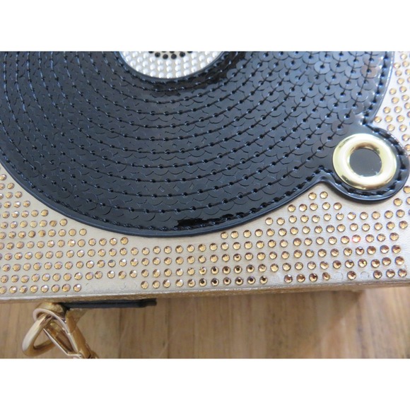 ALDO‎ DJ Razzle Record Player Crossbody Bag Gold Novelty Box Purse - Picture 9 of 10